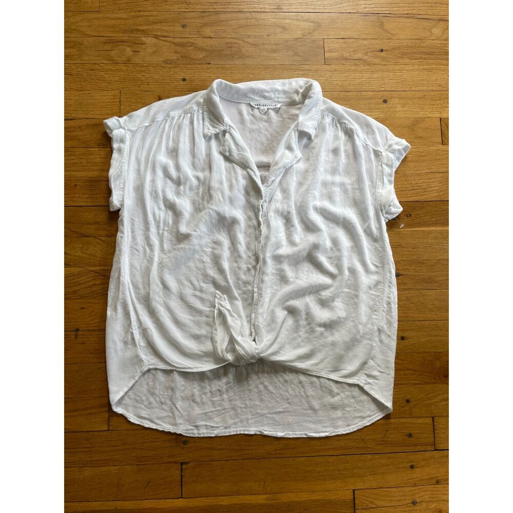 Jane +Delancey white short sleeve button up with tie in the front